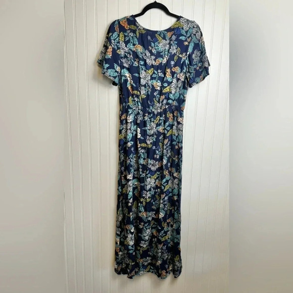 Angie Navy Floral Romper/Maxi Dress Size Large A48 - Picture 2 of 8